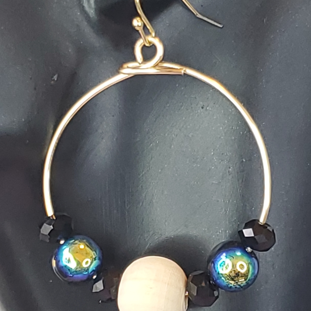 Drop dangle hoop beaded earrings